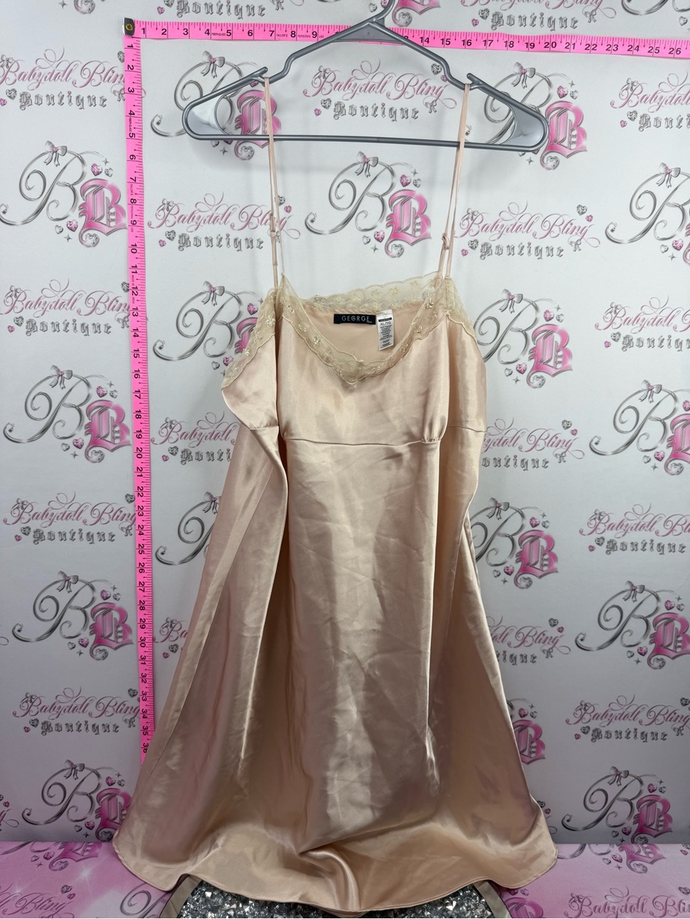 George dress mini Soft Satin Slip Chemise in Champagne Beige